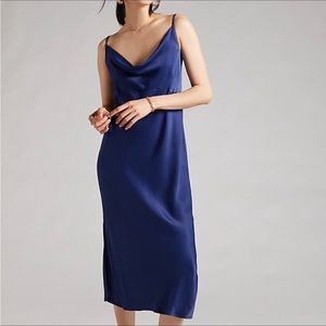 Anthropologie Elyse Slip Dress - Size Large, Navy